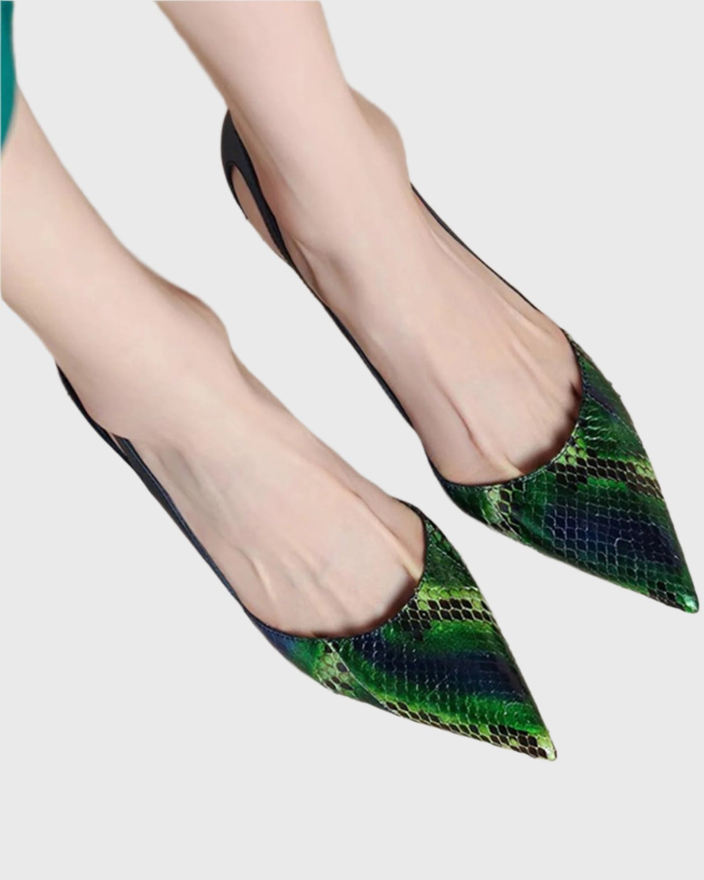 Saima Snake Print Cutout Pumps In Green