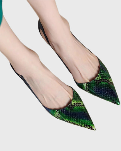 Saima Snake Print Cutout Pumps In Green