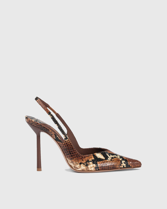 Saint Snake Print Slingback Pumps In Brown
