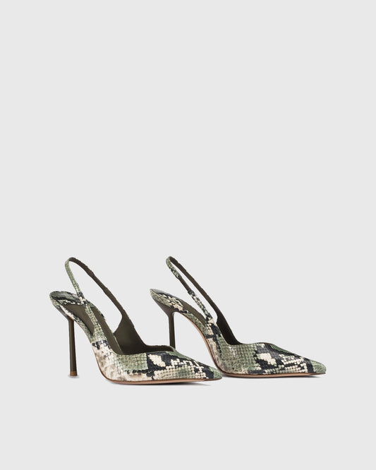 Saint Snake Print Slingback Pumps In Green