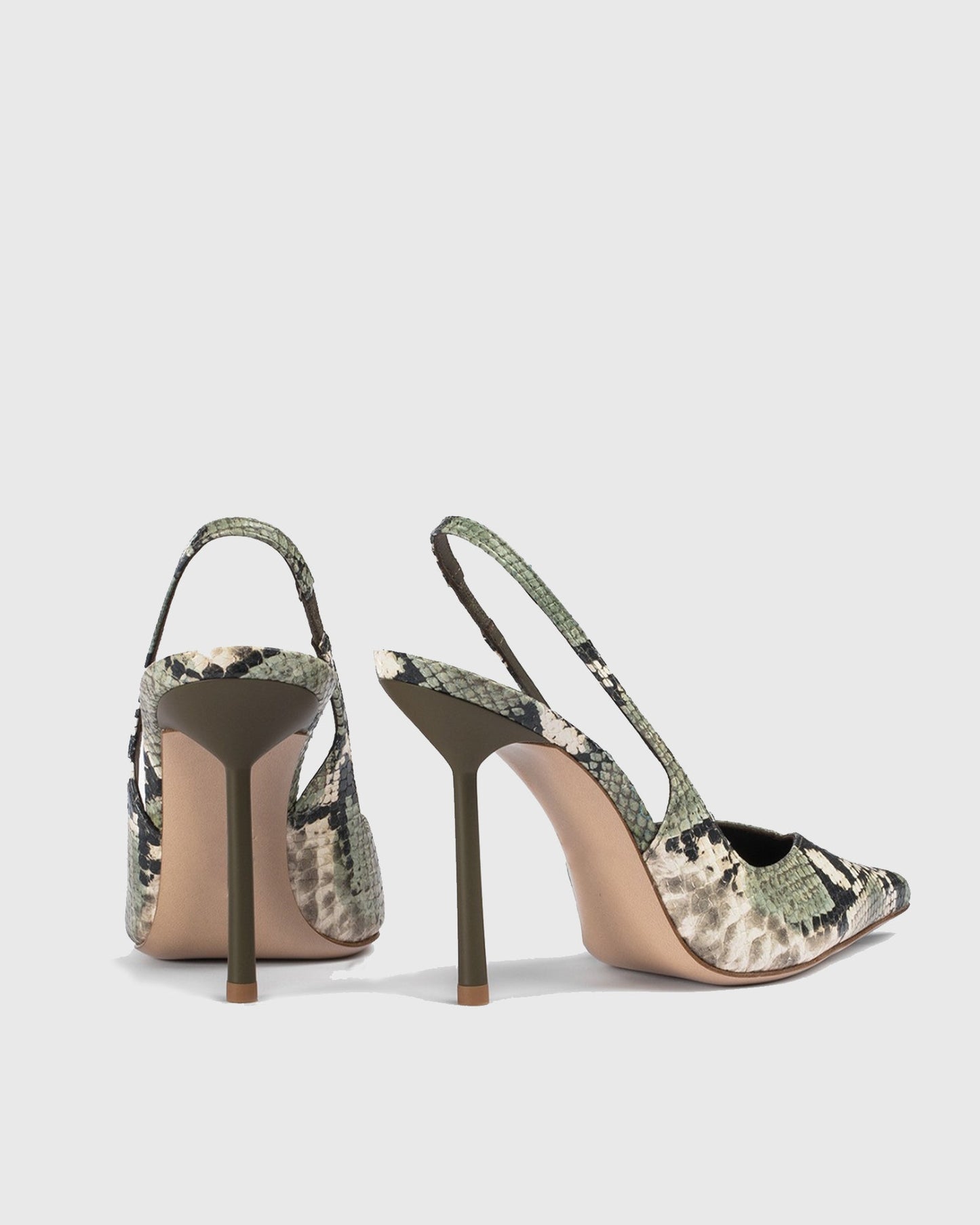 Saint Snake Print Slingback Pumps In Green