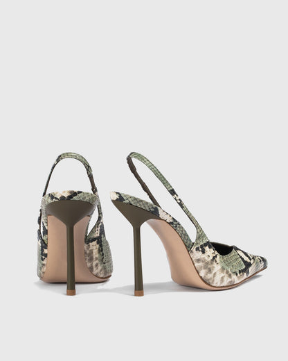 Saint Snake Print Slingback Pumps In Green