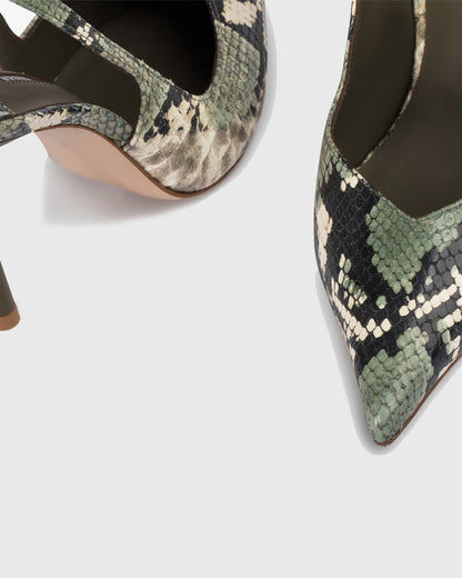 Saint Snake Print Slingback Pumps In Green