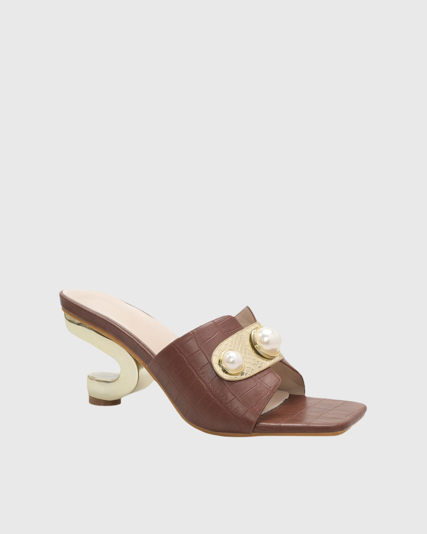 Saira Pearl Texture Asymmetrical Heels