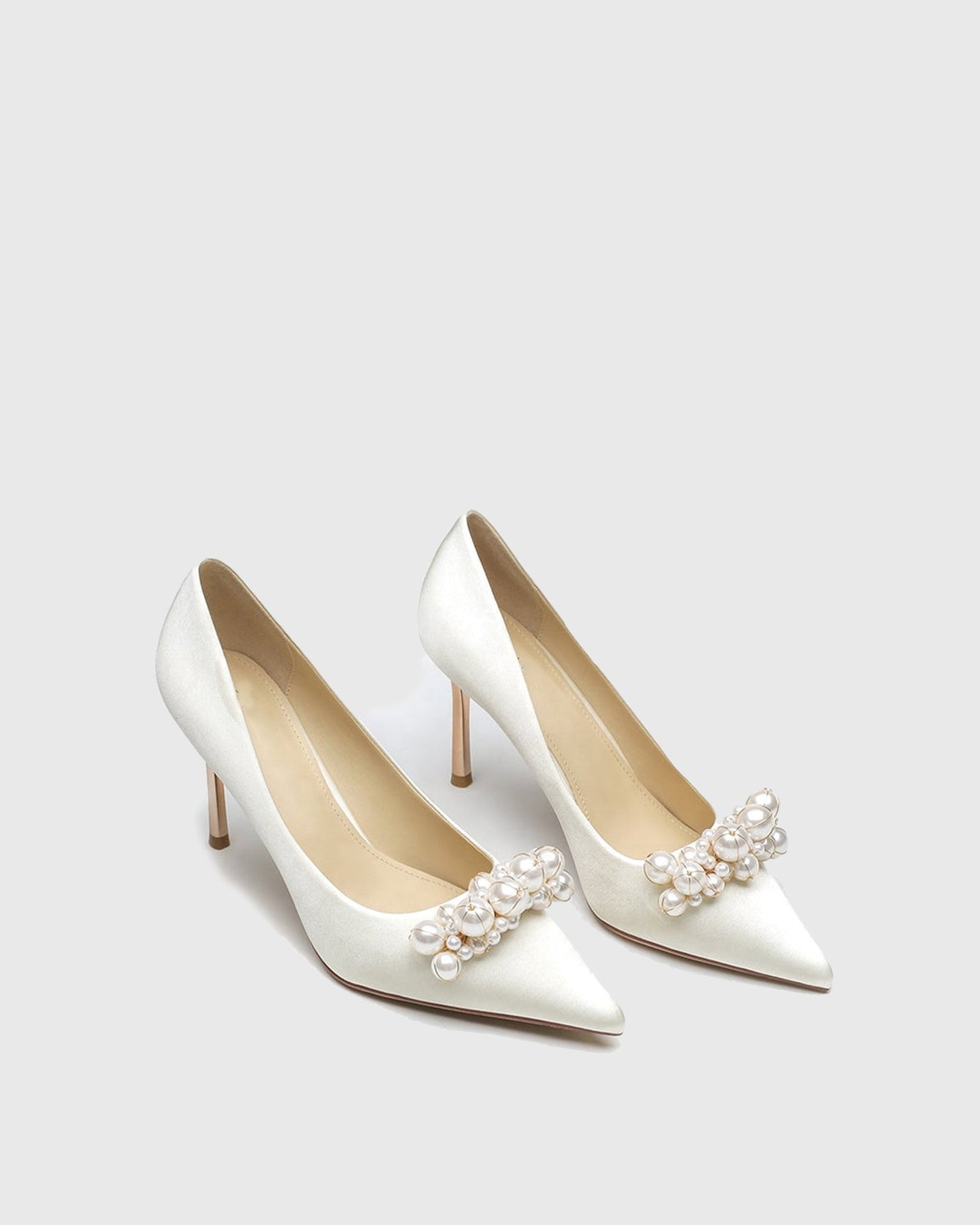 Sala Pearl Satin Pumps In White