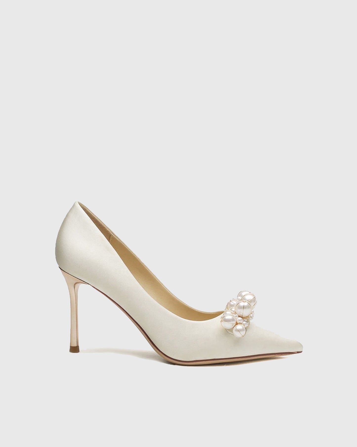 Sala Pearl Satin Pumps In White