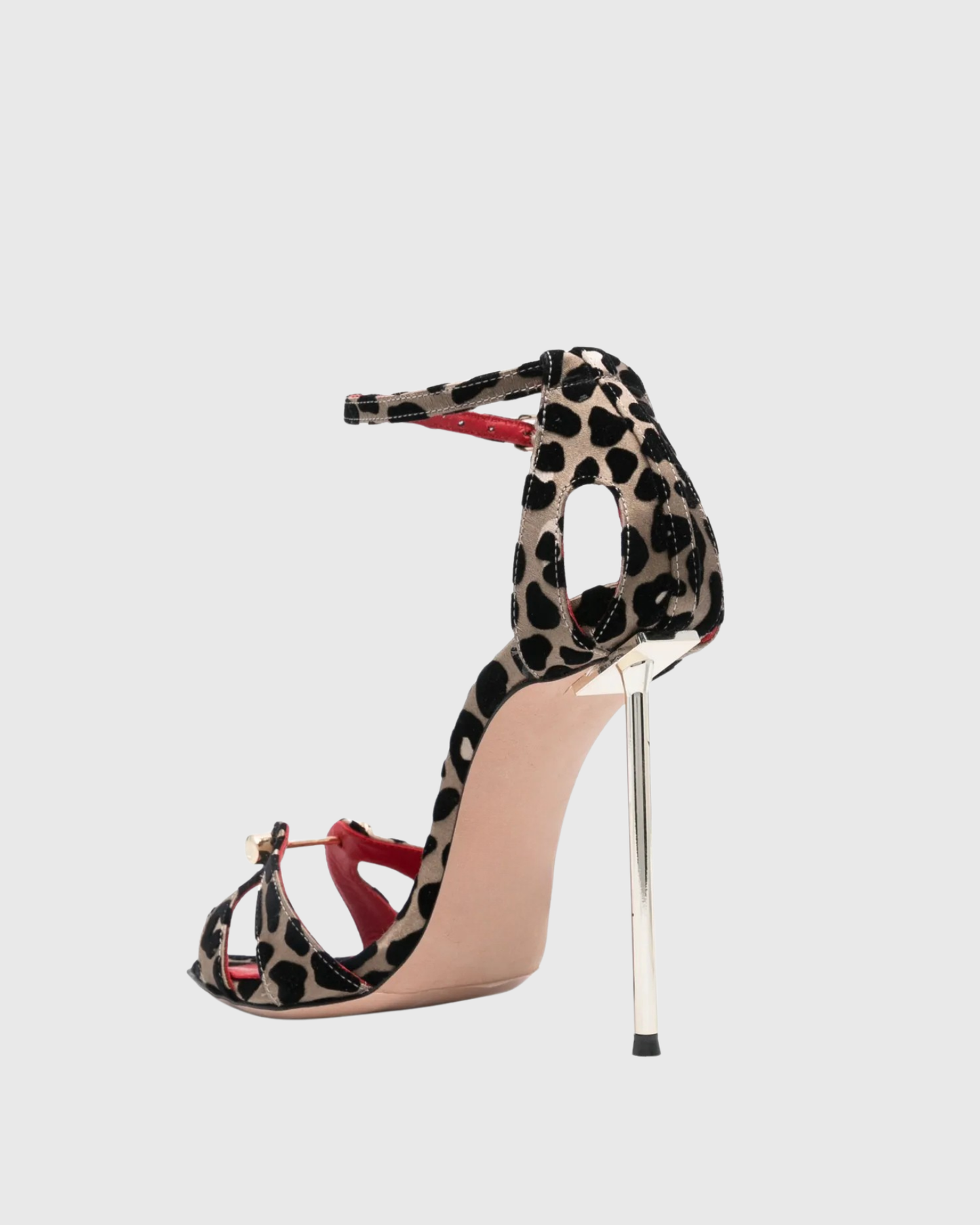 Sang Cutout Metal Nail Leopard Print Sandals