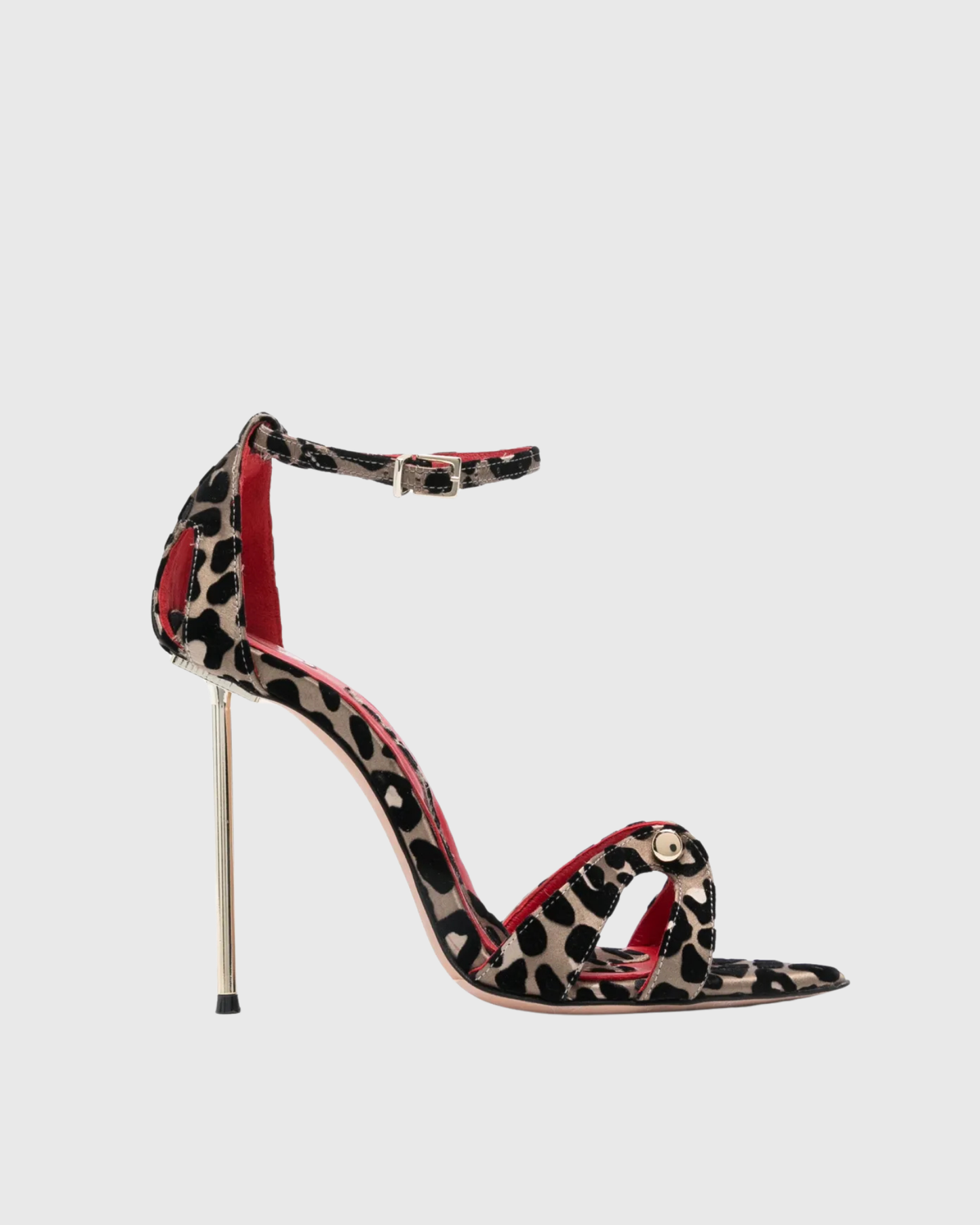 Sang Cutout Metal Nail Leopard Print Sandals