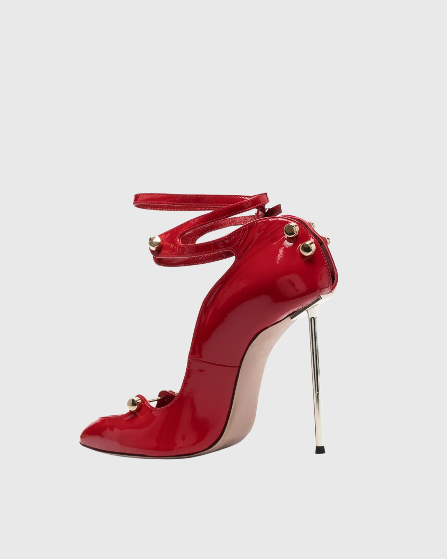Sang Cutout Nail Cross Strap Pumps In Red