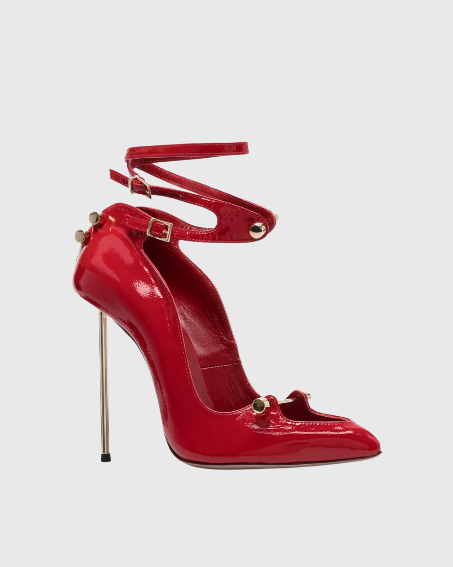 Sang Cutout Nail Cross Strap Pumps In Red