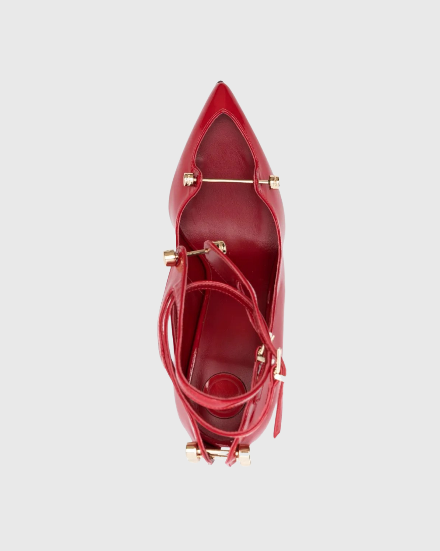 Sang Cutout Nail Cross Strap Pumps In Red