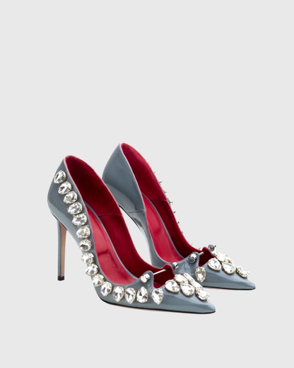 Sang Cutout Rhinestone Embellished Pumps In Blue