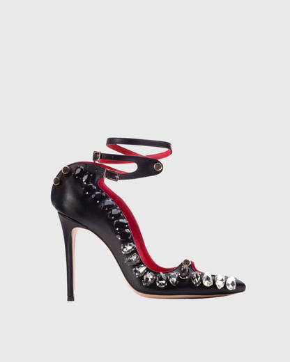 Sang Diamond Cutout Nail Cross Nail Cross Strap Heels