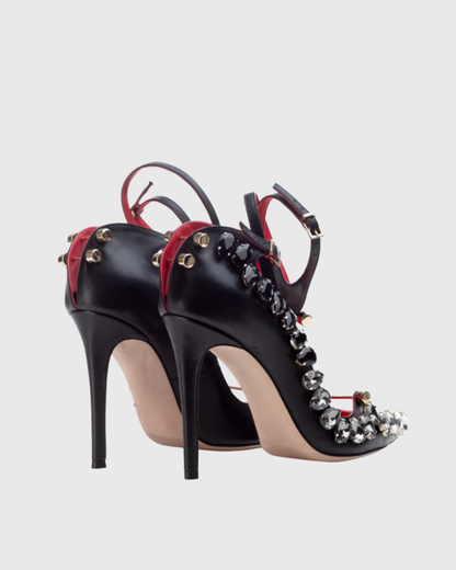 Sang Diamond Cutout Nail Cross Nail Cross Strap Heels