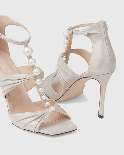 Sansa Pearl Ruched Sandals