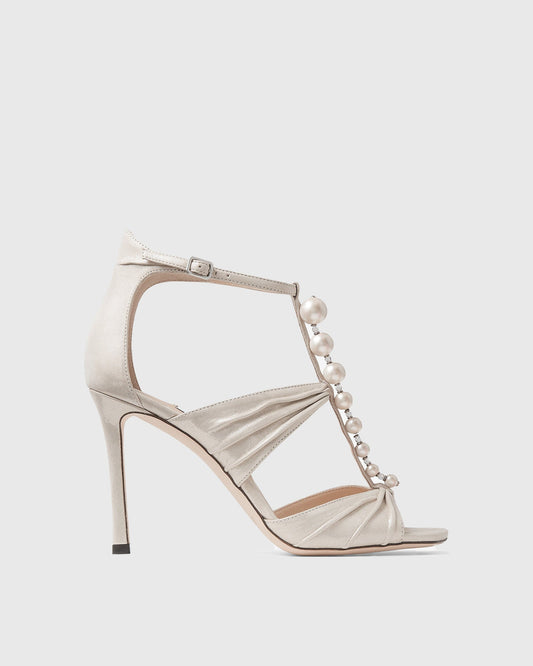 Sansa Pearl Ruched Sandals