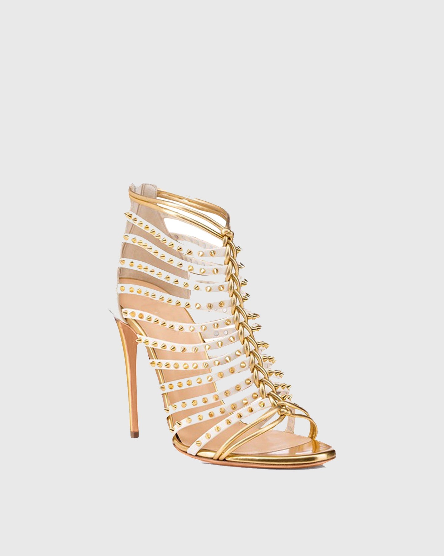 Santina Woven Rivet Sandals In Gold