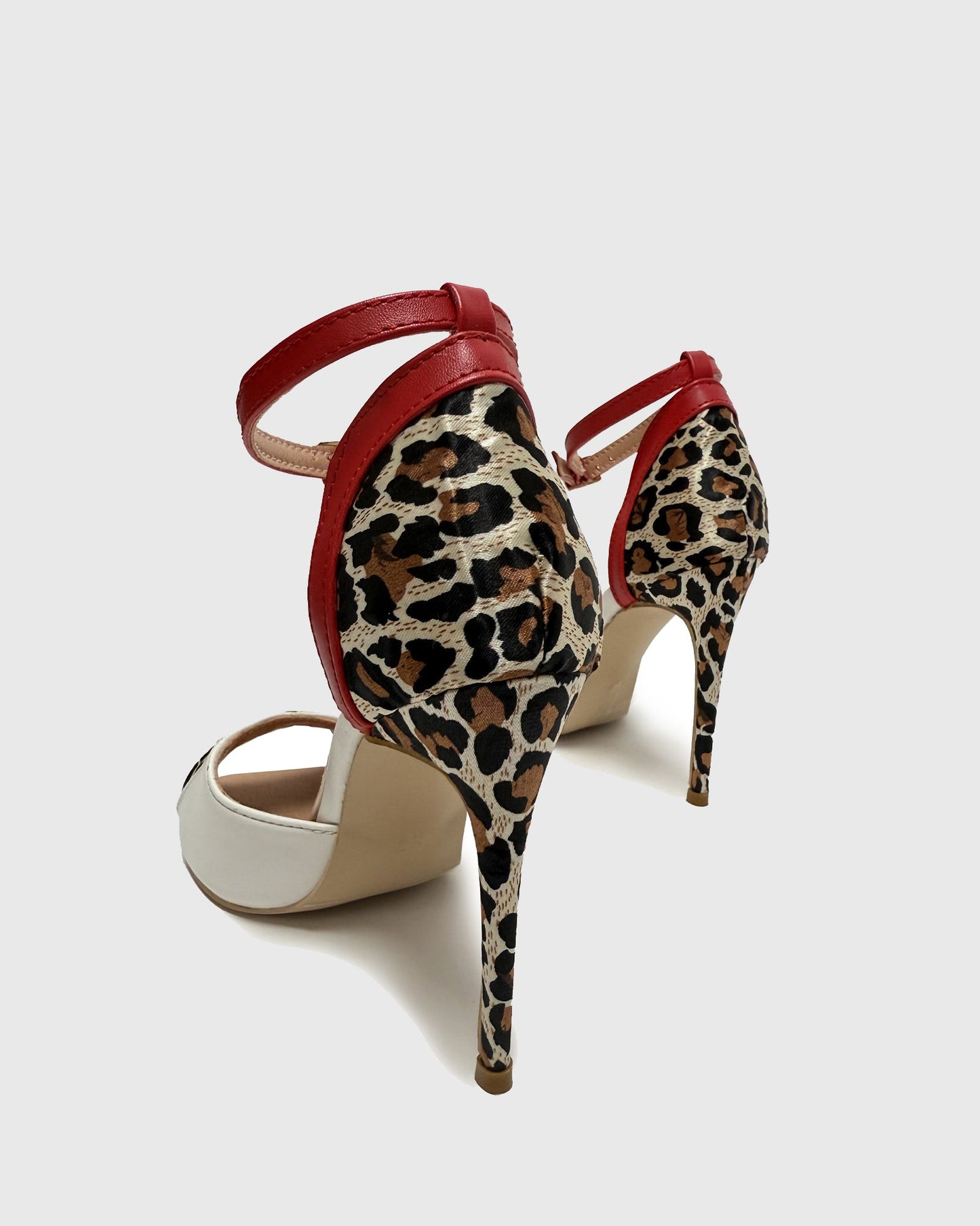 Sara Leopard Print Splicing Sandals In White