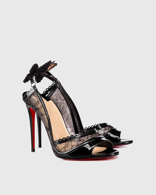 Sarai Lace Splicing Butterfly Slingback Sandals