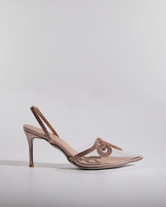 Sarni Snake Rhinestone Slingback Pumps in Champagne