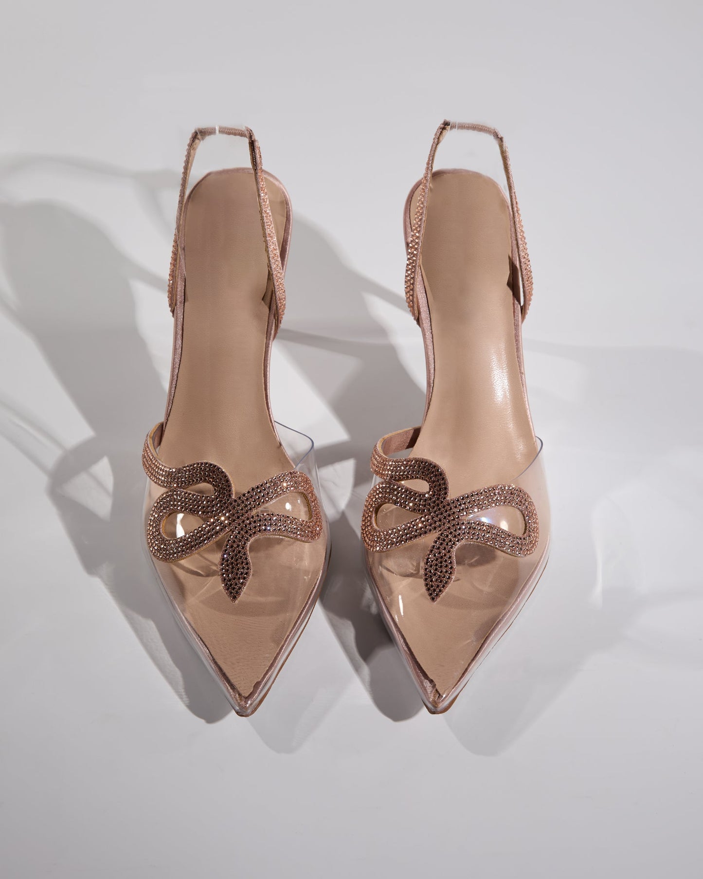 Sarni Snake Rhinestone Slingback Pumps in Champagne