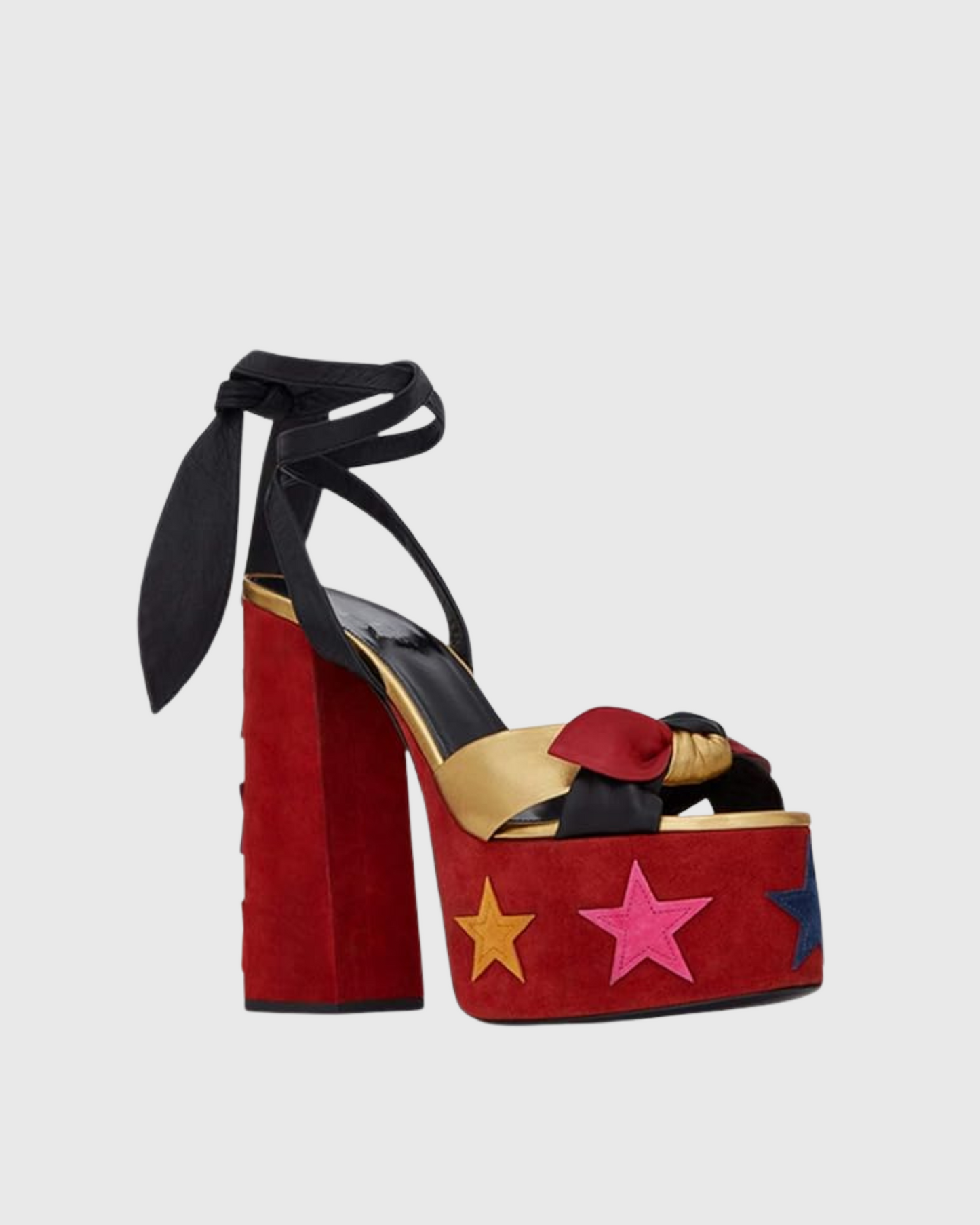 Satu Star Knot Lace Up Platform Sandals In Red
