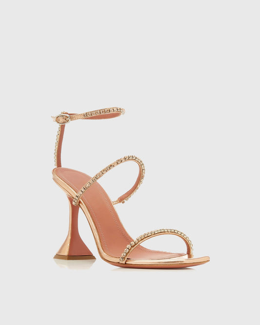 Seal Rhinestone Strap Flared Heels