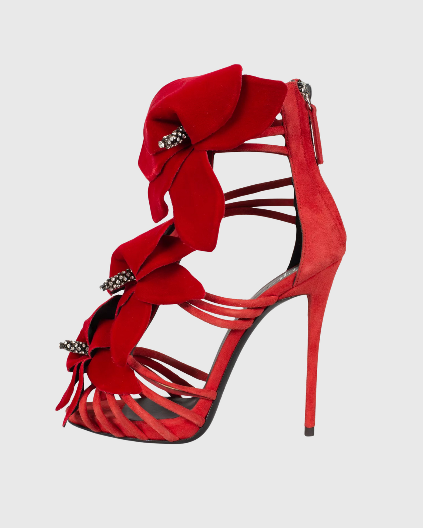 Seana 3D Flowers Sandals In Red
