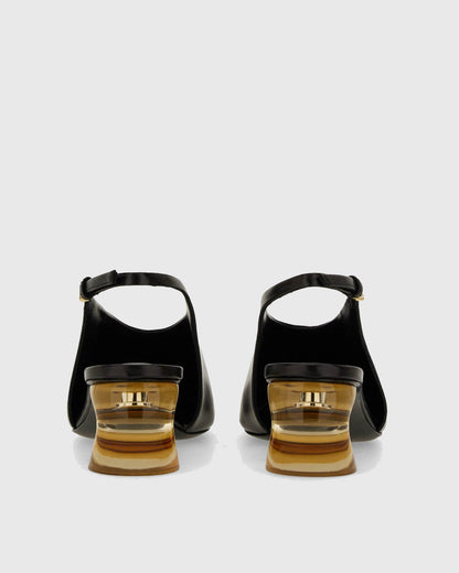 Seda Slingback Abstract Heels In Black