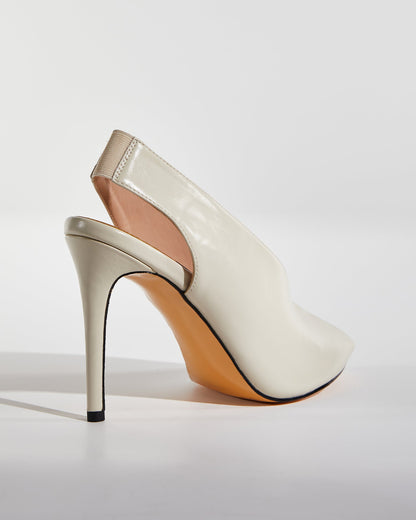 Seiko Fish Mouth Slingback Pumps In White