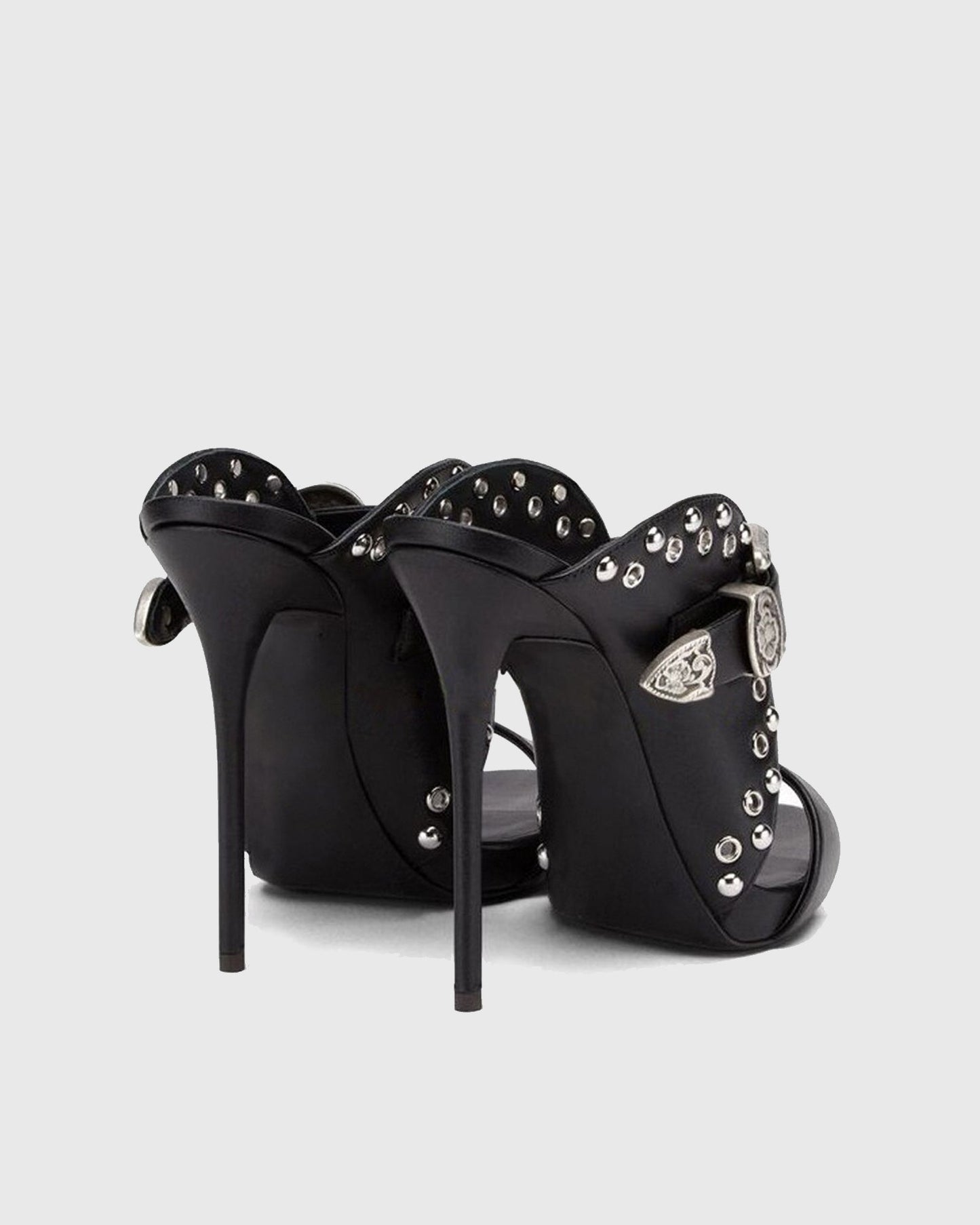 Selma Rivet Buckle Sandals in Black