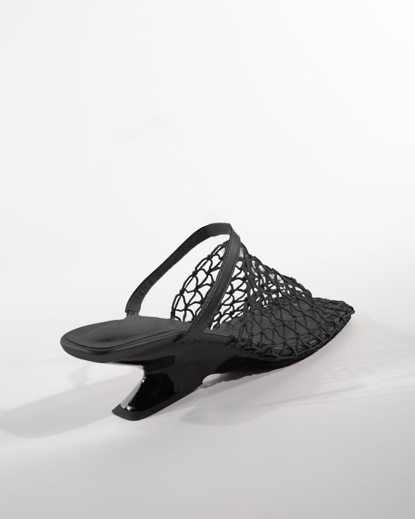 Serah Woven Fishnet Alien Heels In Black