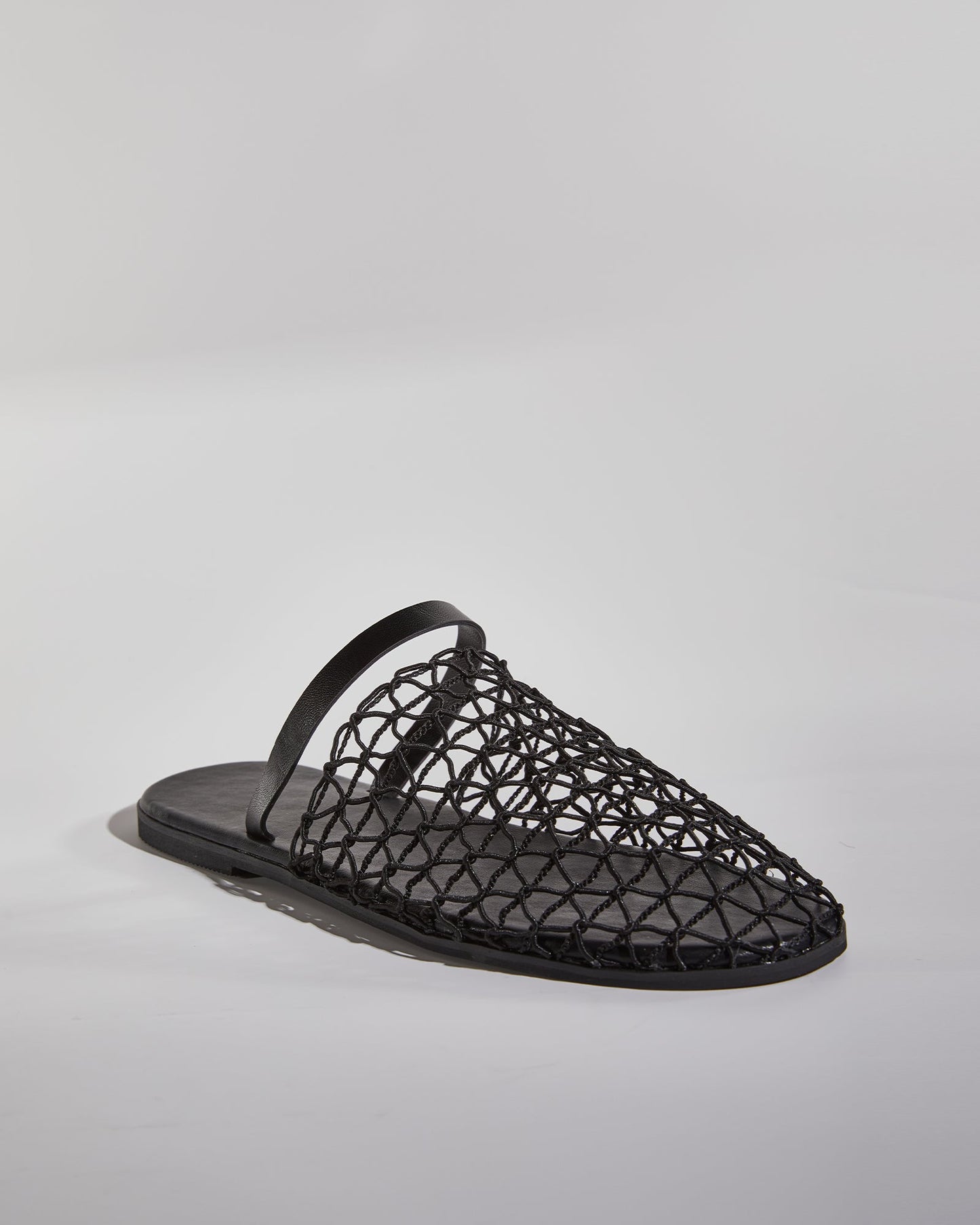 Serah Woven Fishnet Slippers In Black