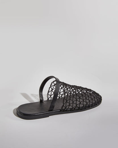Serah Woven Fishnet Slippers In Black