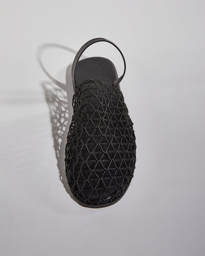Serah Woven Fishnet Slippers In Black