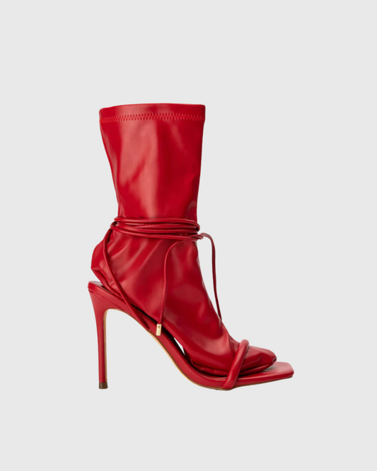 Sesen Hybrid Sock Mid Calf Boots In Red