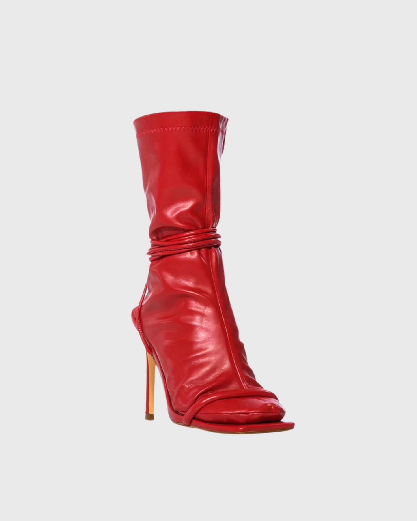 Sesen Hybrid Sock Mid Calf Boots In Red