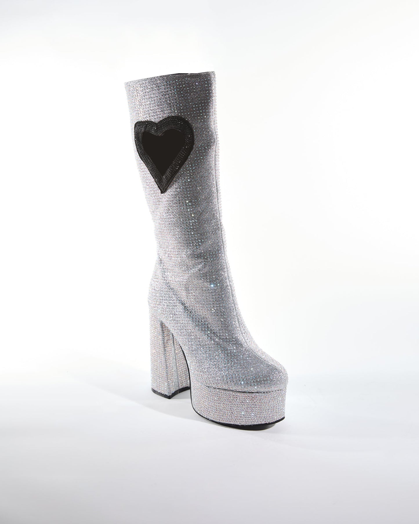 Sevyn Rhinestone Heart Platform Knee High Boots