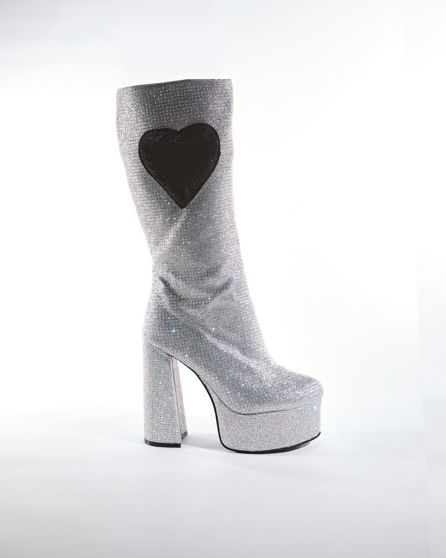 Sevyn Rhinestone Heart Platform Knee High Boots