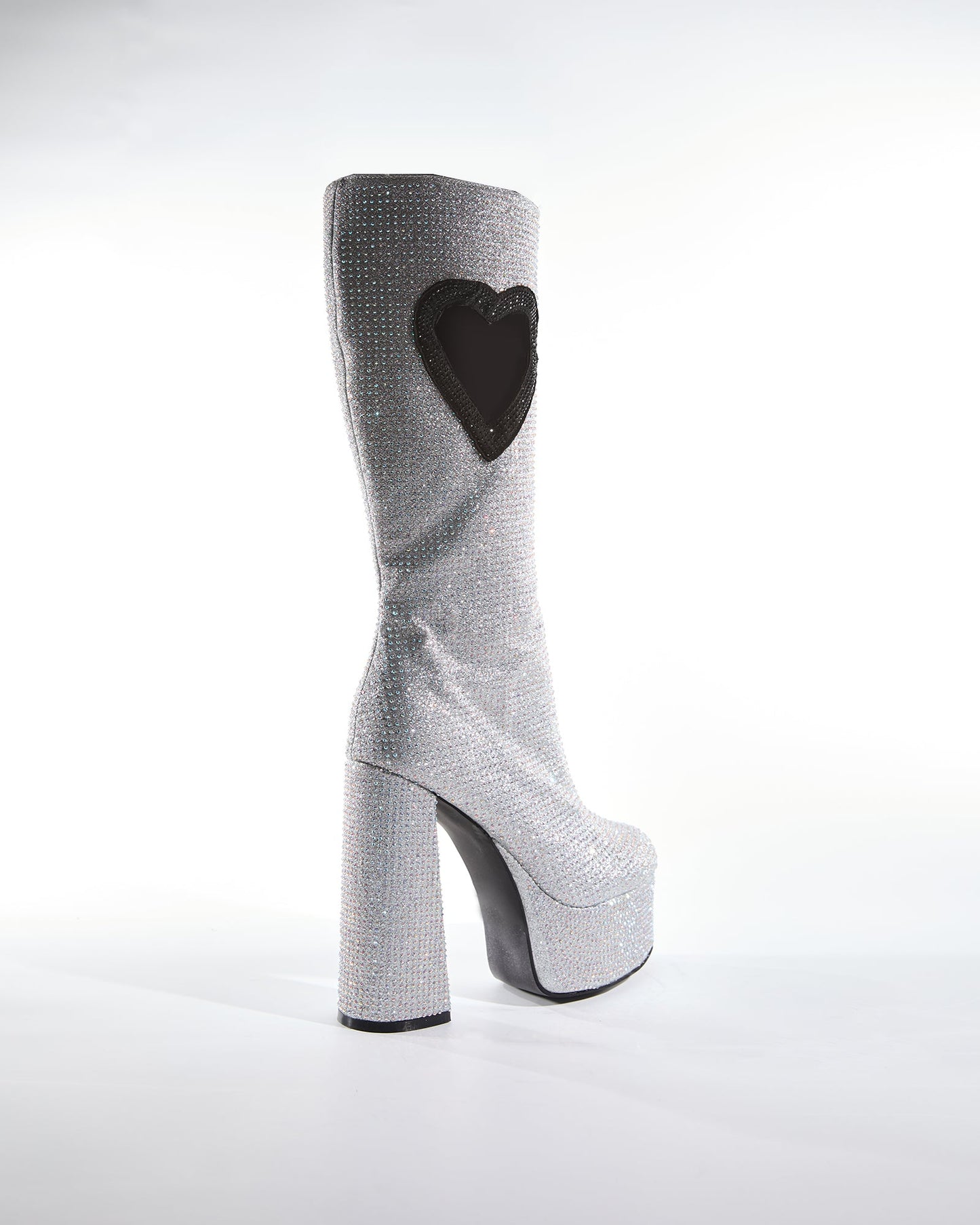 Sevyn Rhinestone Heart Platform Knee High Boots
