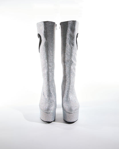 Sevyn Rhinestone Heart Platform Knee High Boots