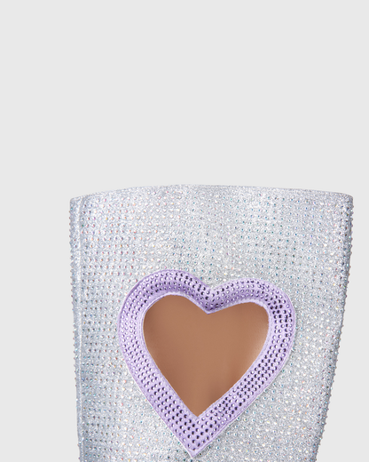 Sevyn Rhinestone Purple Heart Platform Knee High Boots