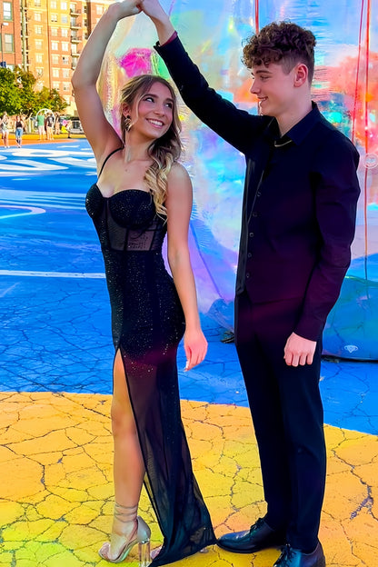 Sexy Black Senior Prom Dresses Sequin Party Gown, AST1513