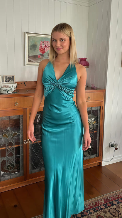 Sexy V-neck Sheath Prom Dress, Cross Back Celebrity Dress