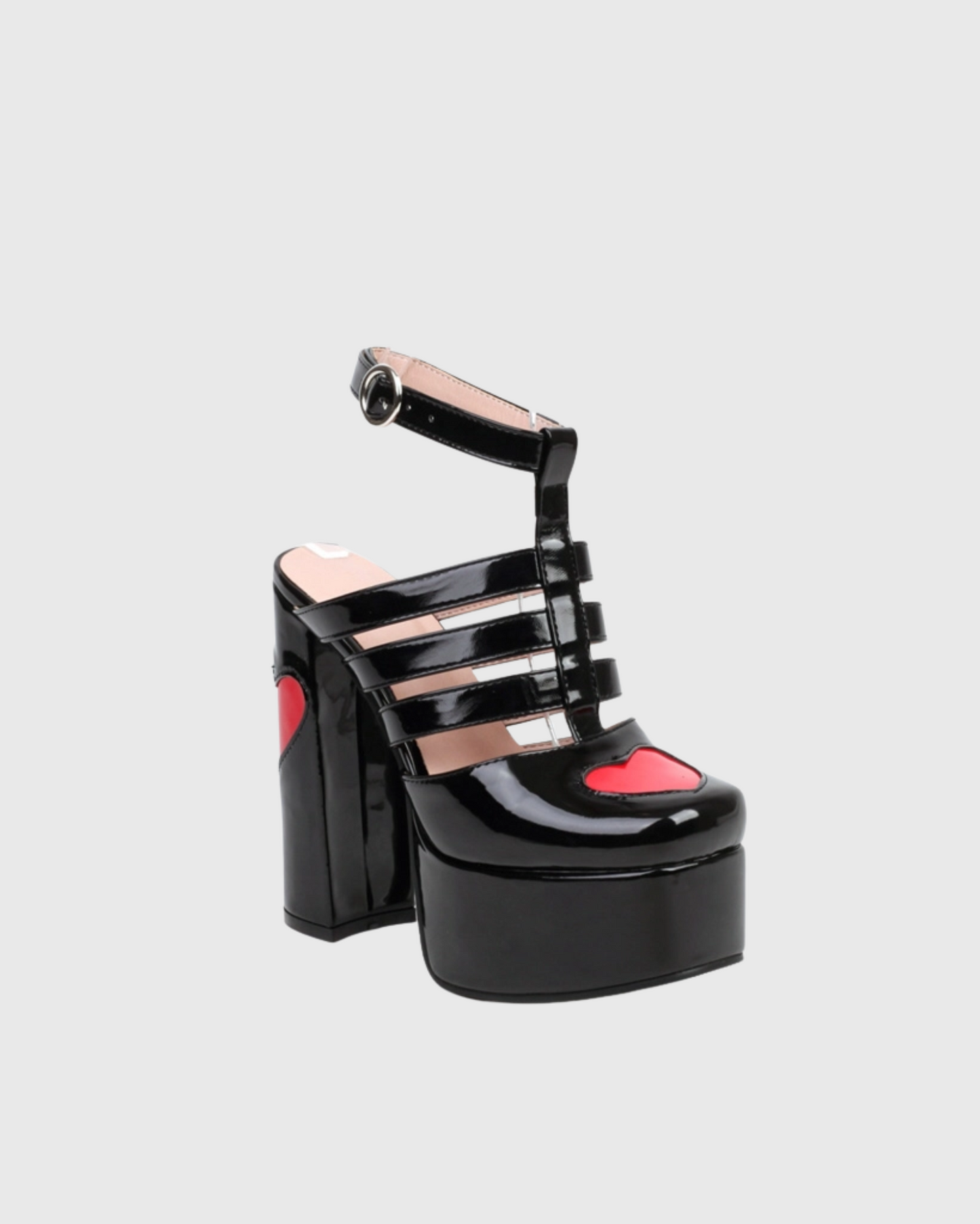 Seyah Heart Platform Strap Sandals In Black