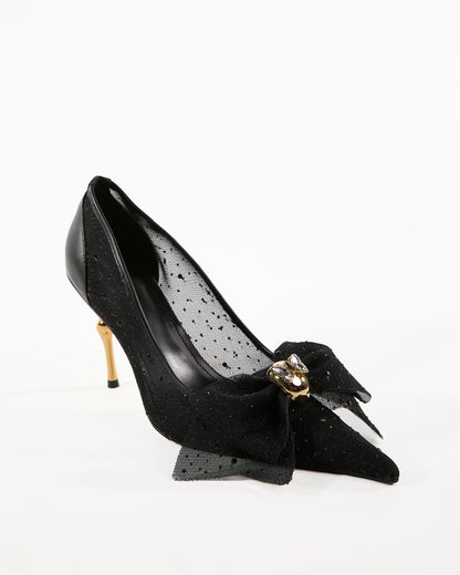 Shani Mesh Polka Dot Bow Pumps
