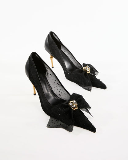 Shani Mesh Polka Dot Bow Pumps