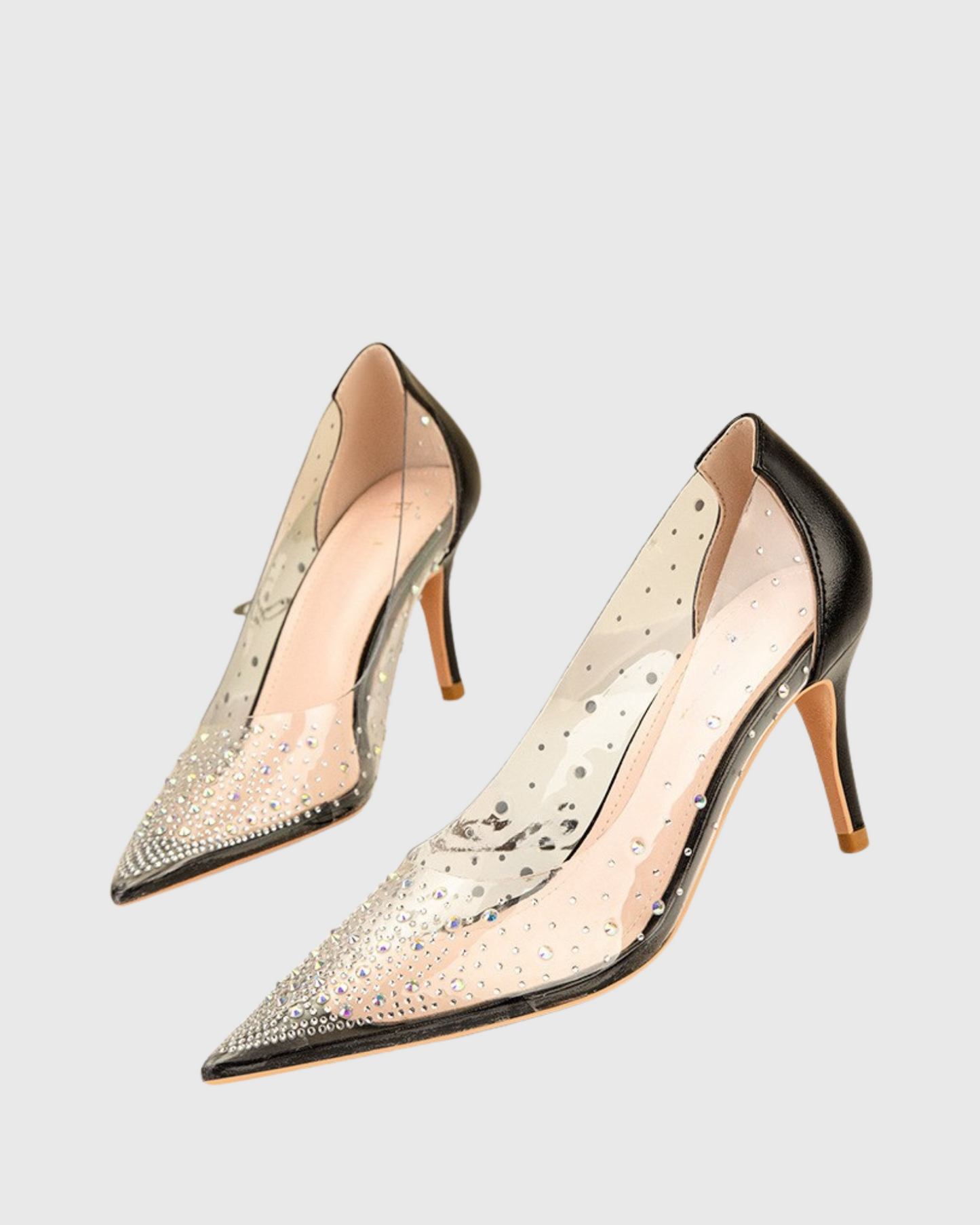 Shani Rhinestone Embellished PVC Pumps In Black