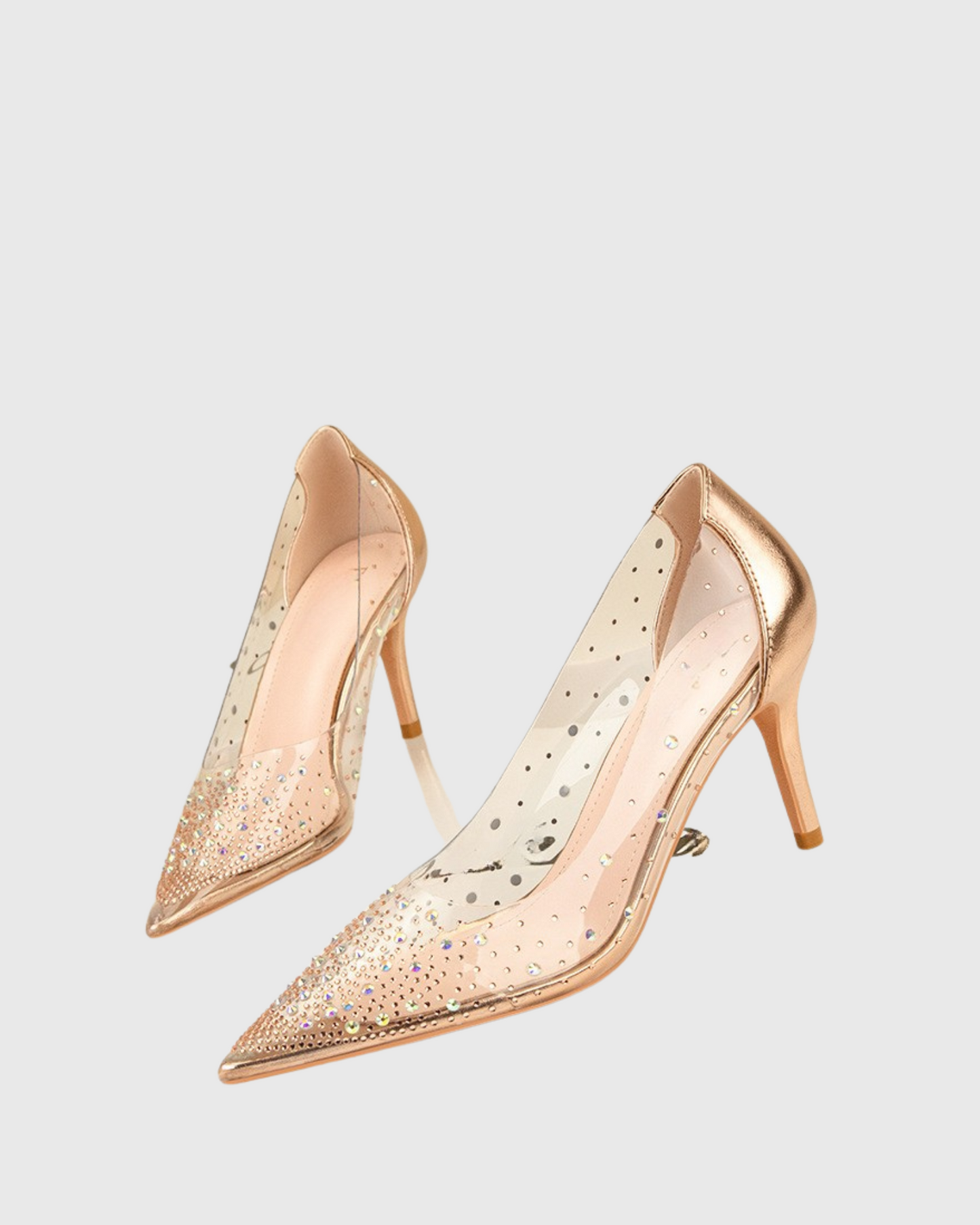 Shani Rhinestone Embellished PVC Pumps In Rose Gold