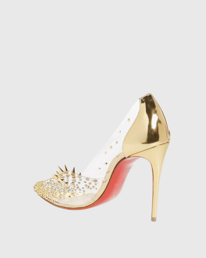 Shani Rivet Embellished Pvc Pumps In Gold